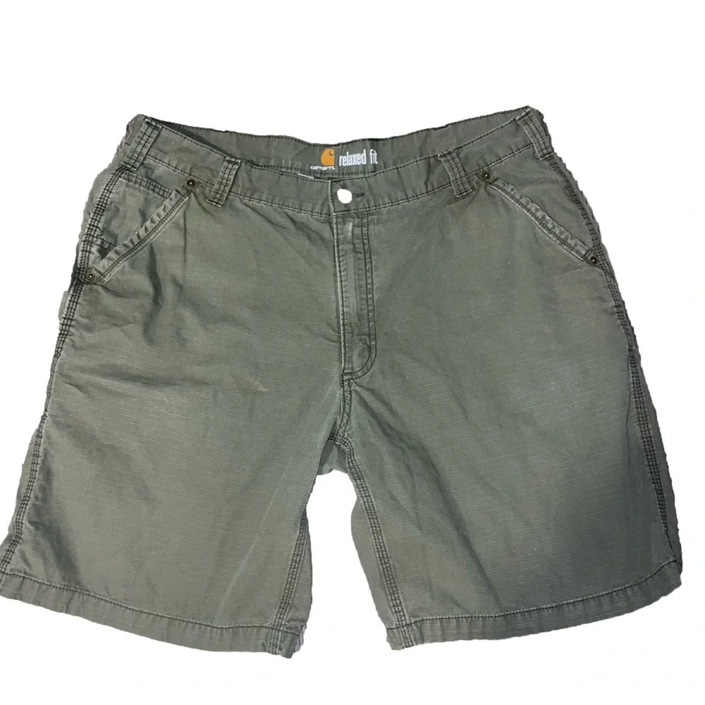 Carhartt Ripstop Shorts Mens 40 Relaxed Workwear Casual Olive Utility Gorpcore